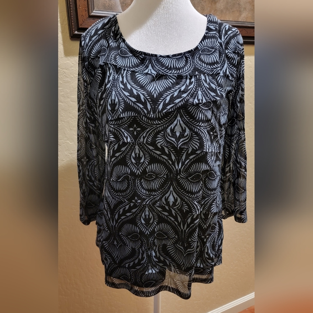 % Alfani Sheer Layered Top - Size L